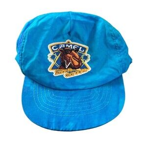 90s Vintage Joe Camel Cigarettes Advertisement Snapback Hat‎ Cap Blue Nylon